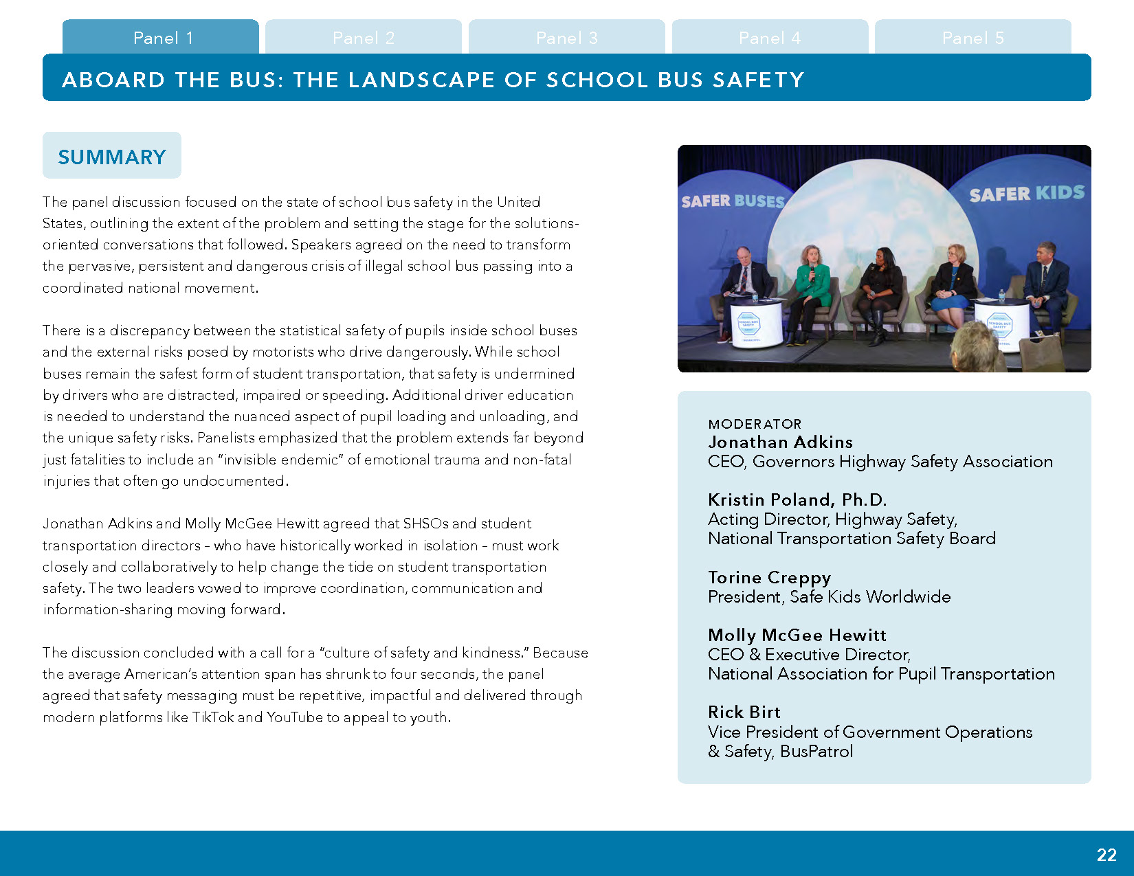 Summary of a panel discussion about school bus safety