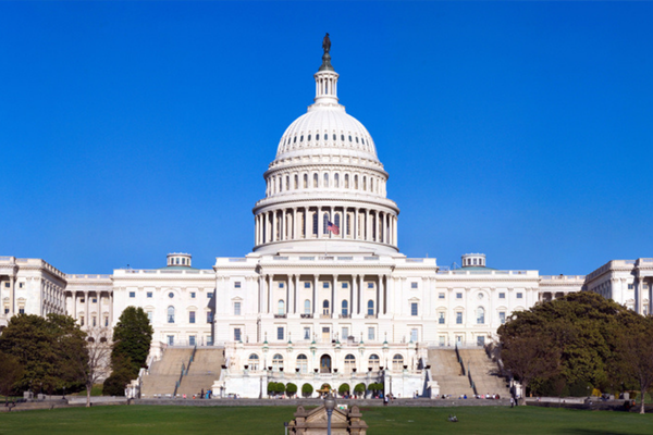U.S. Capitol with blue sky in the background