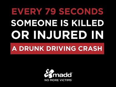 Every 79 seconds someone is killed or injured in a drunk driving crash